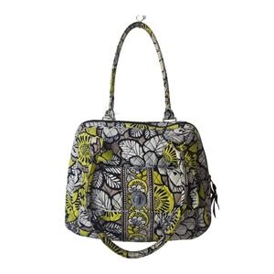Vera Bradley Retired Citron Quilted Floral Tote Shoulder Bag Yellow Gray White